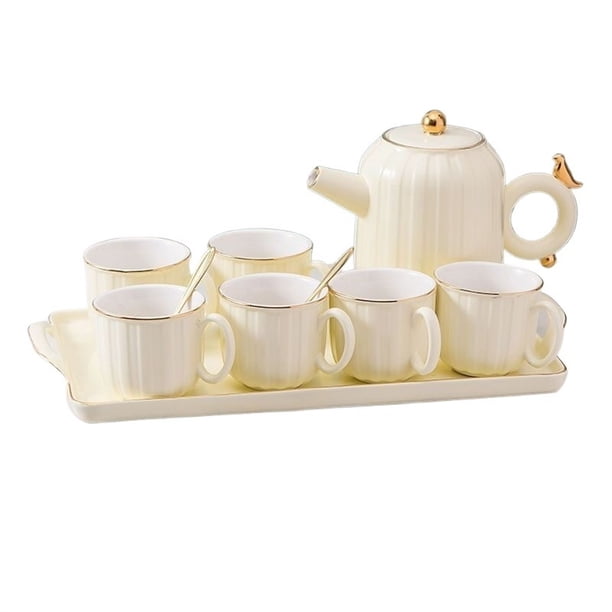 Juego de ocho piezas de tazas de cerámica for sala de estar, tetera de lujo ligera for el hogar, juego de té, taza de té, regalo exquisito for cualquier ocasión