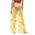 thumbnail image 6 of Byworldtasic Women's Chiffon Lightweight Sun Protection Beach Pants Cover Pants Wide Leg Bohemian Style Printed Pants, 6 of 7