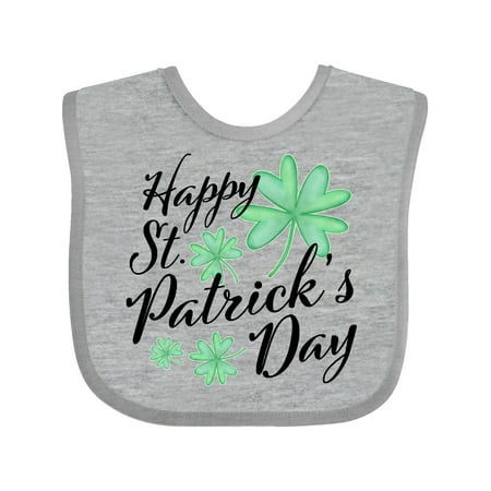 

Inktastic Happy St. Patrick s Day- four leaf clovers Gift Baby Boy or Baby Girl Bib