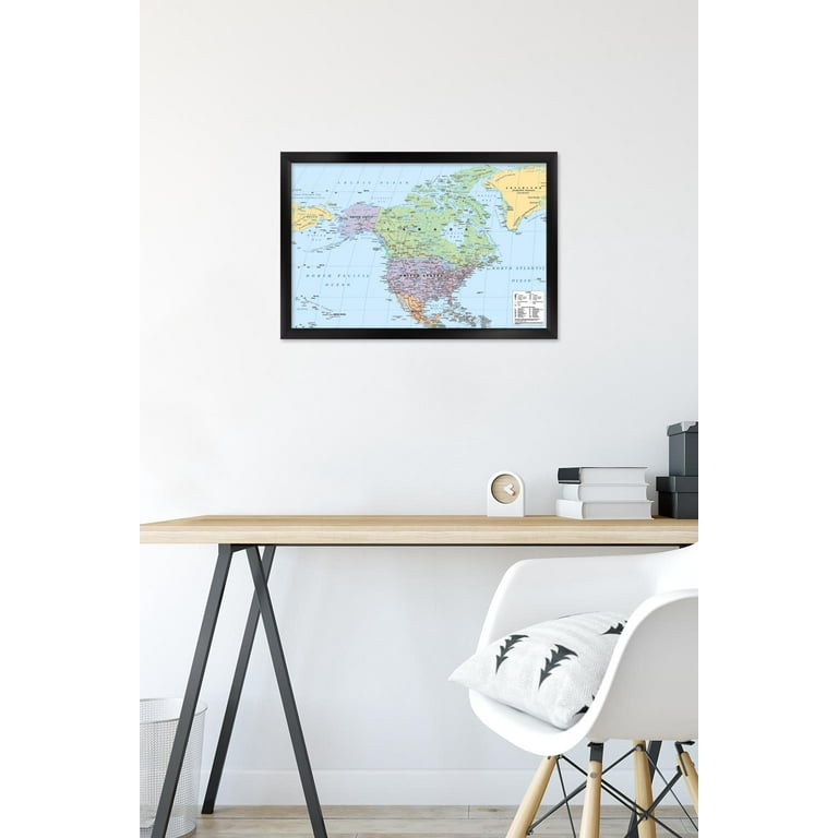 Mercator Projection Map Of America Poster - 11x17 Inch Vintage Style Wall Art Print