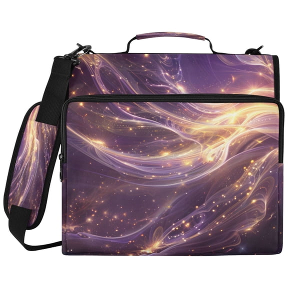 ALAZA Zipper Binder Galaxy Glitter Pattern 2 inch 3 Ring 500 Sheet Capacity Trapper Keeper File Folder Organizer Bag