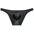 thumbnail image 2 of Botmois 5 PACK Men's Low-rise Triangle Briefs Dropped Pouch Thongs Shiny Mini Bikini Trunks Underwear Ultrathin Tangas Soft Comfortable Underpants 5TA M, 2 of 5
