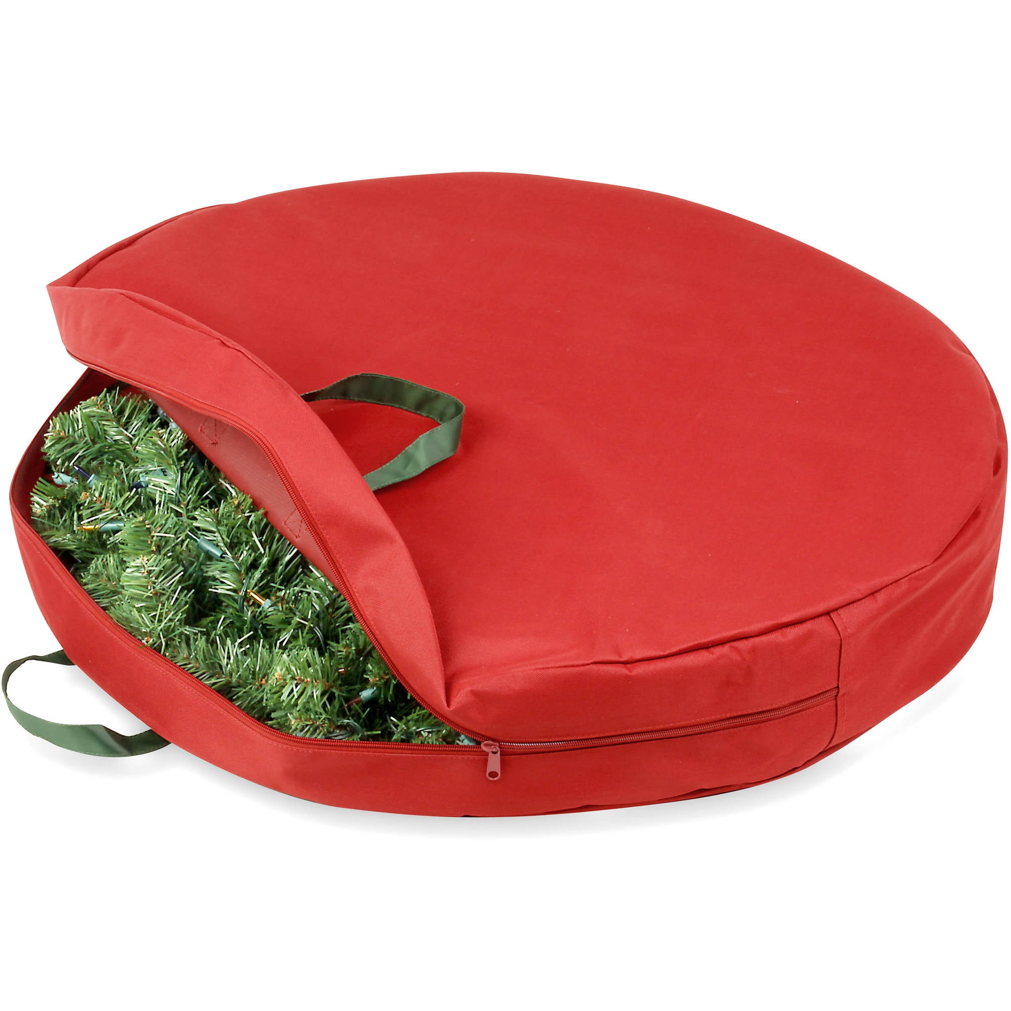Honey Can Do 36 Canvas Wreath Storage Bag With Easy Open Zipper Green Red