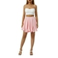 thumbnail image 2 of Seyurigaoka Women's Sexy A-Line Skirt, Solid Color High Waist Ruffled Short Mini Skirt Clubwear, 2 of 9