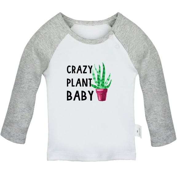 Crazy Plant Baby Funny T shirt For Baby, Newborn Babies T-shirts, Infant Tops, 0-24M Kids Graphic Tees Clothing (Long Gray Raglan T-shirt, 18-24 Months)