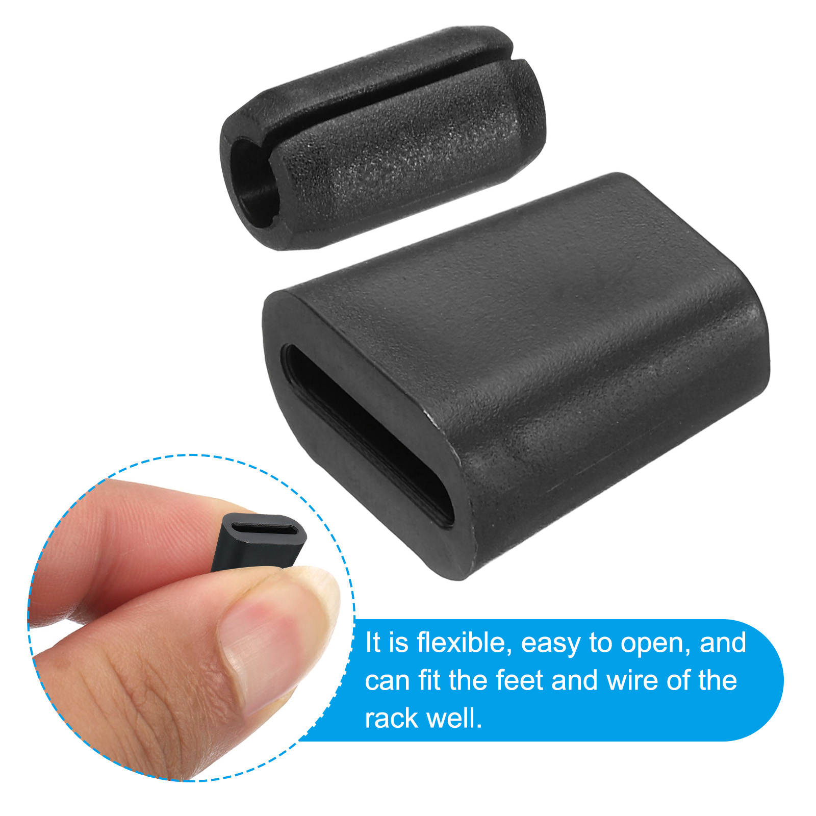 Unique Bargains Kitchen Sink Rack Feet Rubber Protector with Bumpers Black