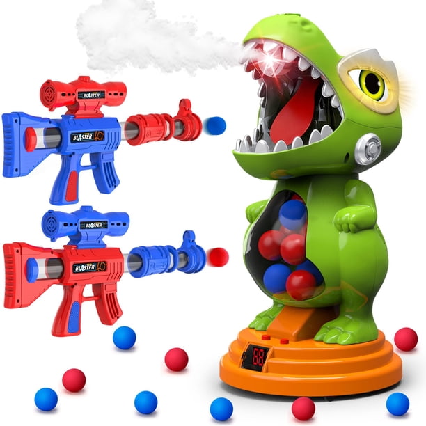 Juego de tiro con dinosaurio BAODLON con 2 pistolas y 24 bolas