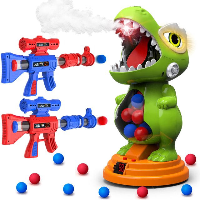 Juego de tiro con dinosaurio BAODLON con 2 pistolas y 24 bolas