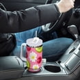 thumbnail image 4 of Yayeee 40oz Stainless Steel Tumbler with Straw and Handle Double-Wall Insulated Travel Water Bottle, Floral Raspberries, 4 of 8