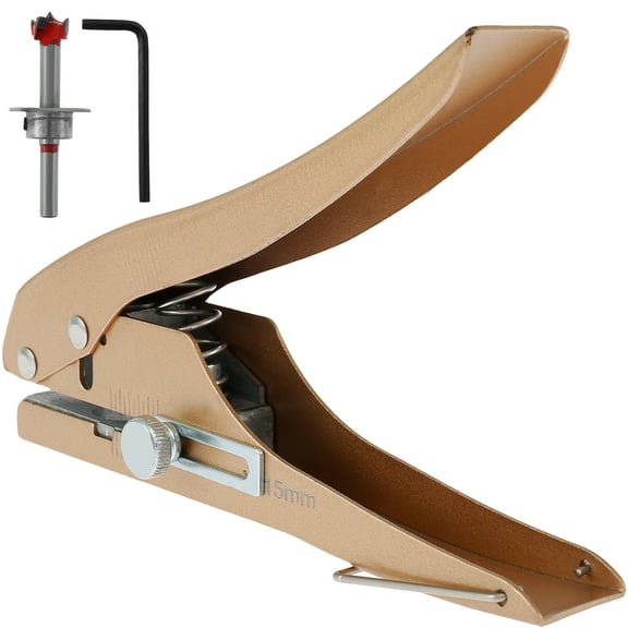 Ikoopy Single Hole Punch 15mm Adjustable Hole Puncher Portable Hole Edge Banding Punching Plier Handheld Round Hole Punching Tool Metal Paper Punch with Positioner for Paper Photo Card