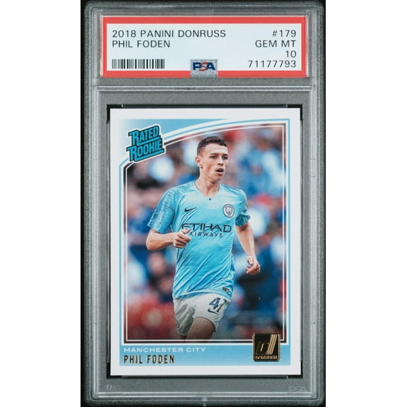 Graded 2018 Panini Donruss Phil Foden #179 Rookie RC Soccer Card PSA 10 Gem Mint