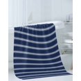 thumbnail image 3 of Navy Blue Striped Towel Set of 3, Soft Microfiber Bath Towels, Hand Towel, Washcloths, Navy Blue White Farmhouse Stripes Quick-Dry Absorbent Towels for Bathroom Kitchen Hotel Beach Gym Spa, 3 of 7