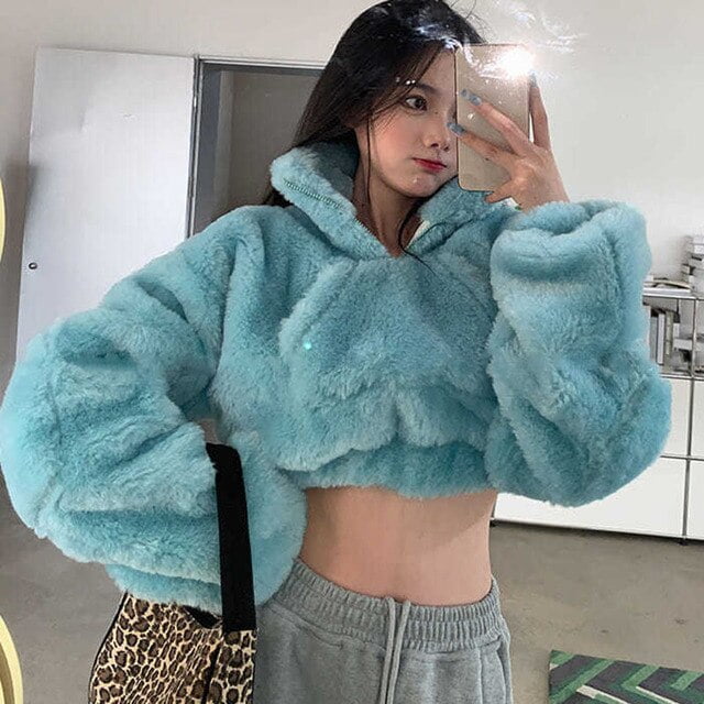 PIKADINGNIS Korean Fashion Faux Fur Jacket Women Winter High