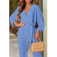 thumbnail image 4 of PRETTYGARDEN Women's Fall Jumpsuits Dressy Casual Pants Romper Spring Long Sleeve V Neck Belt Pockets One Piece Outfits, 4 of 7