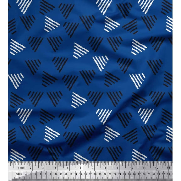 Soimoi Silk Fabric Triangle Block Decor Fabric Printed Yard 42 Inch Wide