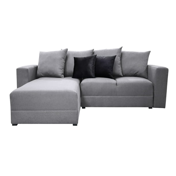 Sala Esquinera Modular El Bazar Store Lombar Gris Plata 220 x 160 cm, Tela Lino nacional