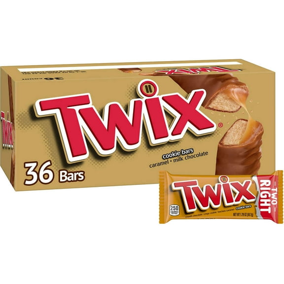 Twix Caramel Cookie Chocolate Candy Bar, Full Size, 1.79 oz, 36 ct