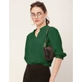 thumbnail image 5 of Moomaya Solid Puff Sleeve Tops, Band Collar, Semi-Formal Tops For Women, 5 of 9