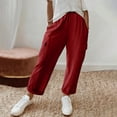 thumbnail image 7 of GUACER Wide Leg Pants for Women with Pockets Elastic Waisted Lounge Cotton Linen Harem Pants, 7 of 7