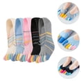 thumbnail image 3 of 5 pares de calcetines de rayas para mujer, calcetines cálidos con puntera, calcetines invisibles de corte bajo., 3 of 5