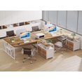 thumbnail image 4 of Tribesigns 63" L Shaped Executive Desk with Lateral File Cabinet, Doors with Locks, Desk with Shelf (Brown and White), 4 of 5