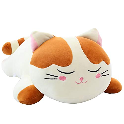 Elfishgo - Almohada grande de felpa para gatos, súper suave, gatito, gatito, juguetes de peluche, regalos para niños, niñas, cama, navidad, San Valentín, 21.7 "(marrón) elfishgo 799445284310