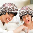thumbnail image 6 of Shower Caps,Football Patchwork Pattern Waterproof Shower Cap for Women 4 Pieces,Double Reusable Hair Cover for Shower PEVA Elastic Stretch Hem, 6 of 7