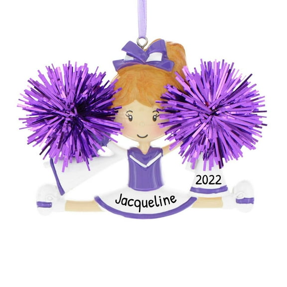 Ornaments by Elves Personalized Purple Cheerleader Ornament Gymnastics Christmas Ornaments .25lbs