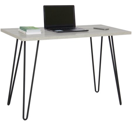 Best Choice Products Hardwood Living Space Writing Computer Office Desk with Hairpin Metal Legs, (Best Color For Office Desk)