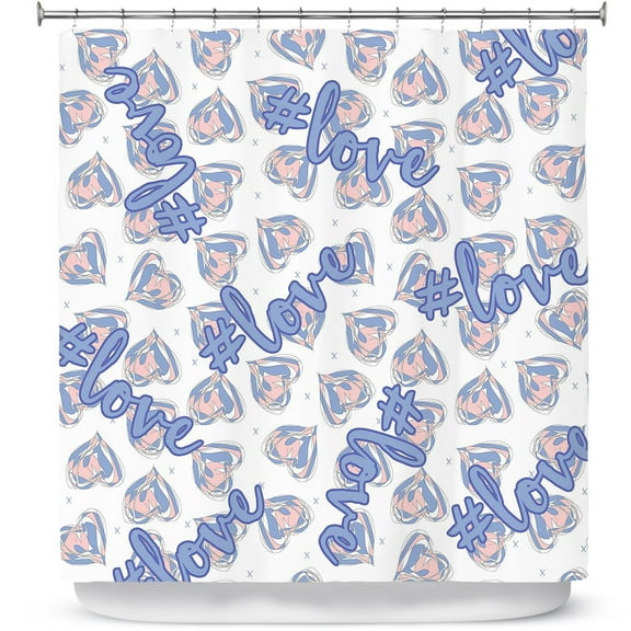 Shower Curtains 70" x 84" from DiaNoche Designs by Zara Martina - Floating Hearts Hashtag Love