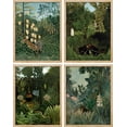thumbnail image 2 of PixonSign Framed Wall Art Tropical Jungle Wildlife Scenes Prints, Set of 4 Rustic Village Landscape Paintings, Minimalism Wall Décor, Adhesive Canvas Poster for Home Decor - 11"x14" Natural, 2 of 5