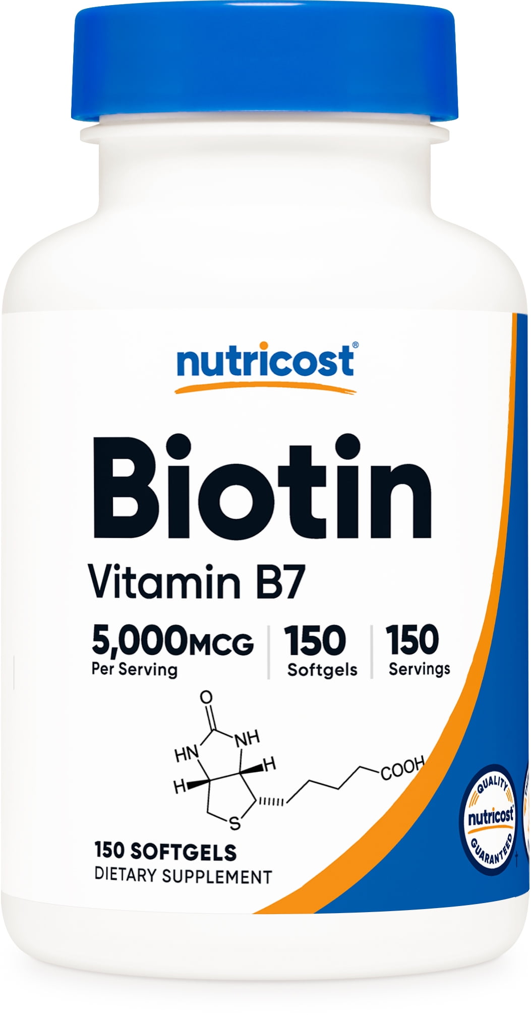 Nutricost Biotin (5,000mcg) Supplement with Coconut Oil 150 Softgels