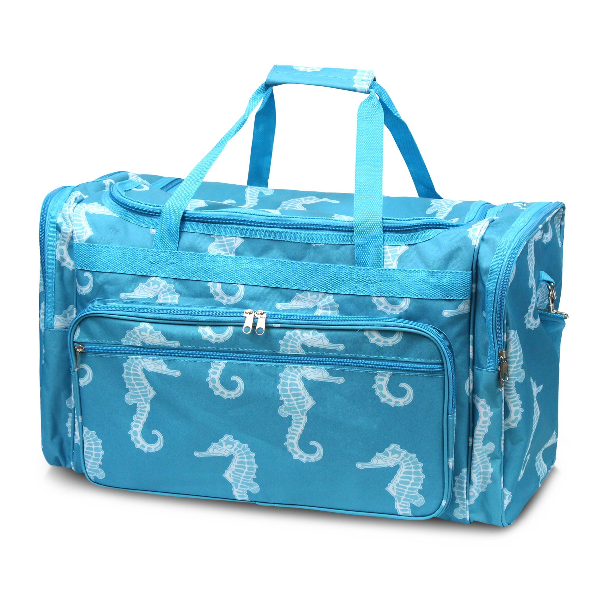 luggage with seahorse logo