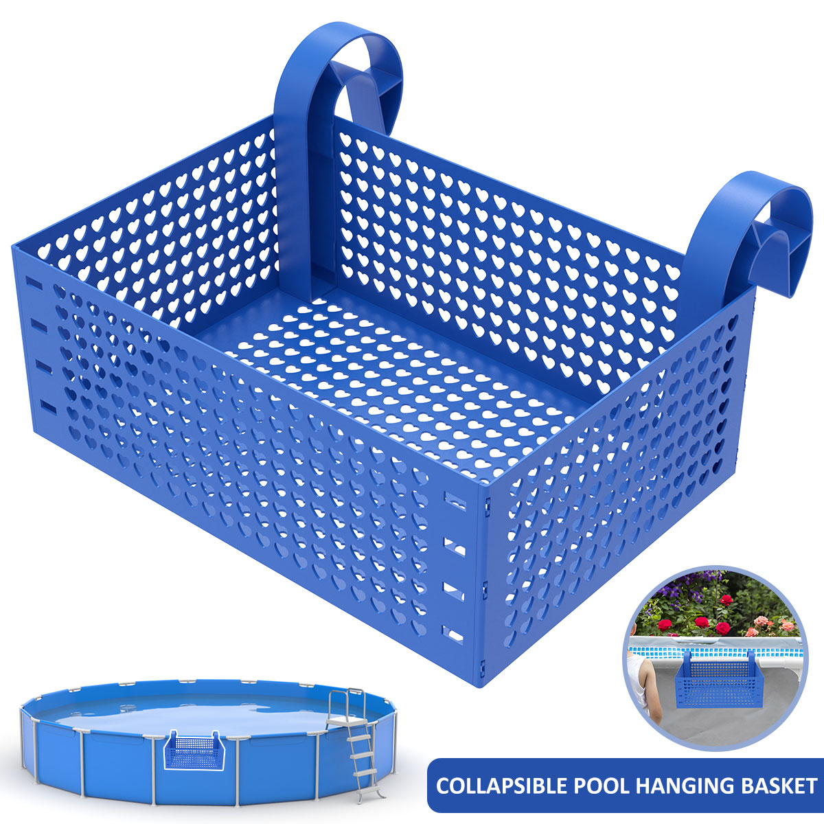 Lieonvis Poolside Storage Basket,Foldable Above Ground Pool Storage