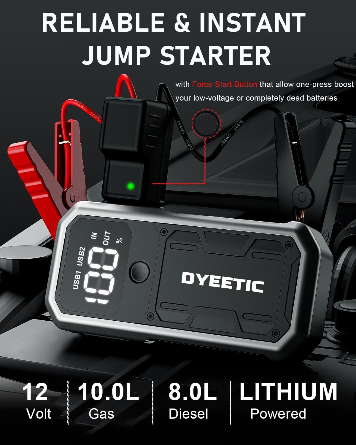 Dyeetic 4000A Portable Car Battery Jump Starter photo 2
