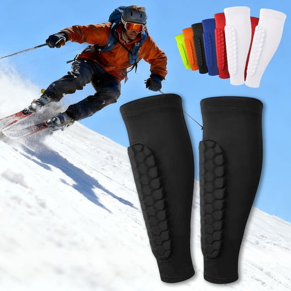 Ski Shin Guards, Long Shin Protector for Skiing, Breathable Elastic Anti-Collision Leggings with Honeycomb Pads