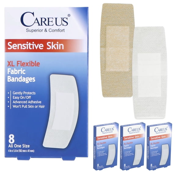 Painless Removal Silicone Adhesive Bandages for Sensitive Skin, Large Breathable Flexible Fabric Bandages 1.6"X4", Latex Free, Hypoallergenic, 32 Pcs