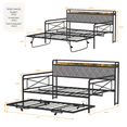 thumbnail image 3 of UBesGoo Metal Daybed Frame Full Size, Storage Upholstered Headboard with Charging Station, Daybed with Trundle for Living Room Bedroom Guest Room Gray, 3 of 8