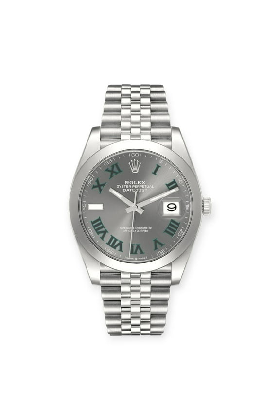 Pre-Owned Rolex Datejust 126300 41mm Wimbledon Dial Watch Jubilee Stainless Steel Bracelet