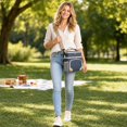 thumbnail image 6 of Insulated Picnic Cooler Bag, Navy Picnic Tote Bag, Two Layer Dual Compartment Lunch Bag with Shoulder Strap, Waterproof Reusable Soft Cooler, 10X7X11 Inch Oxford Square Bag with, 6 of 7