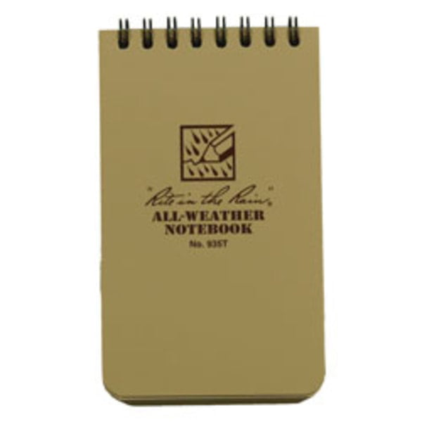 Rite In The Rain All Weather Waterproof Top Spiral Notepad 3x5" 935T Tan Coyote 