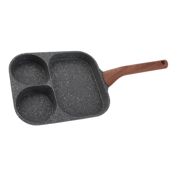 Bandeja Para Frito De Huevo Con Recubrimiento Sin Palos, Sartén De Tortilla De 3 Secciones Con Un Fondo De Conducción Uniforme, Manija Extraíble, Para Bistec, Panqueques,
