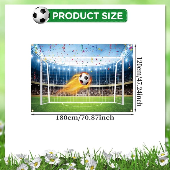 2D FLAT 1pc Soccer Backdrop Banner, Polyester for Male Soccer Theme Happy Birthday Party Banner Background Decorations Photo Studio Props, Ideal for Home, Club, School 2026 World Cup Backdrops