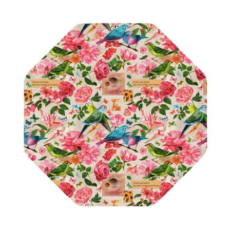 

Salouo Watercolor Birds Print Round Coaster Drink Coasters Leather Bar Beer Beverage Coasters for Drinks Set of 4 for Tabletop Protection Coffee Table Decor