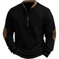 thumbnail image 6 of IYTR Mens Corduroy Pullover Quarter Zip Long Sleeve Tops Casual Patchwork Athletic Loose Sweatshirts (Black,L), 6 of 7