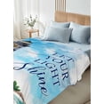 thumbnail image 4 of California King Size Flat Sheet Only, Lighthouse Soft Brushed Microfiber Bed Sheets, Blue Coastal Nautical Ocean Beach Palm Tree Hotel Quality Breathable Bedding Top Sheet, Easy Care, 108"x98", 4 of 9