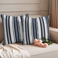 thumbnail image 2 of Navy Blue Geometric Outdoor Waterproof Pillow Covers, Modern Stripes Art Farmhouse Decorative Square Throw Pillowcase Sofa Cushion Sham for Patio/Couch/Chair, 24"x24" 2 Pack, 2 of 8