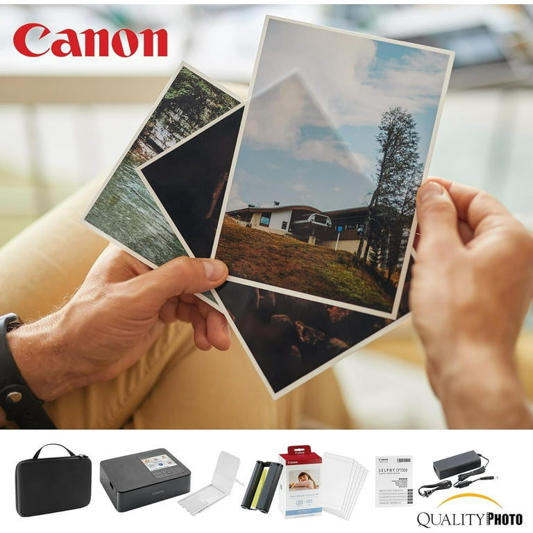  Canon Selphy CP1500 Wireless Compact Photo Printer (Black) with  2-Pack KP-108IN Color Ink Paper Set (216 Sheets of 4x6 Paper + 6 Ink  Cartridges), Power Adapter & Deluxe Album : Office Products