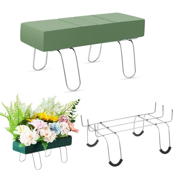 1 Pack Cemetery Saddles for Headstones,Happon 11.8 inch Galvanized Gravestone Saddle with Flower Foam Blocks, Cemetery Headstones for Grave Headstone Arrangements Decorations
