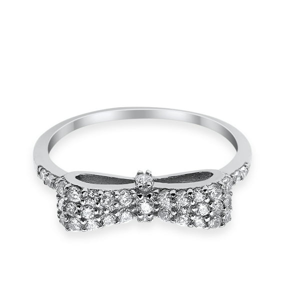 Ribbon Round Ring Round Shape CZ Wedding Ring 925 Sterling Silver Size 4